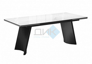 Стол DikLine KD180 керамика мрамор белый C39 глянец/опоры черные (2 уп)